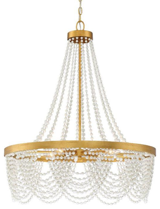 Crystorama Lighting Group FIO-A9104-WH Fiona 4 Light 27"W Beaded - Antique Gold