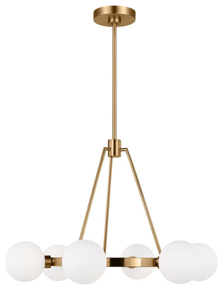 Clybourn Six Light Chandelier, Satin Brass