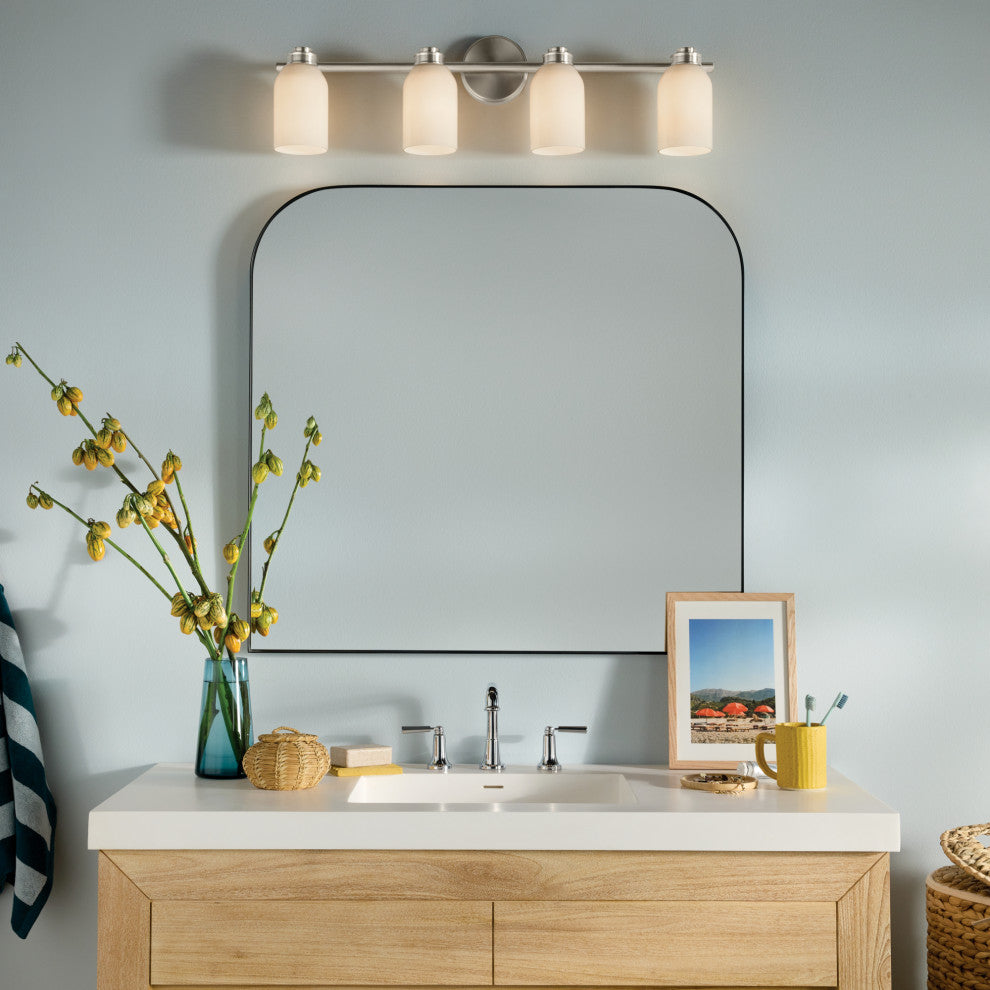 31" 4-Light Vanity Light With White Opal Glass