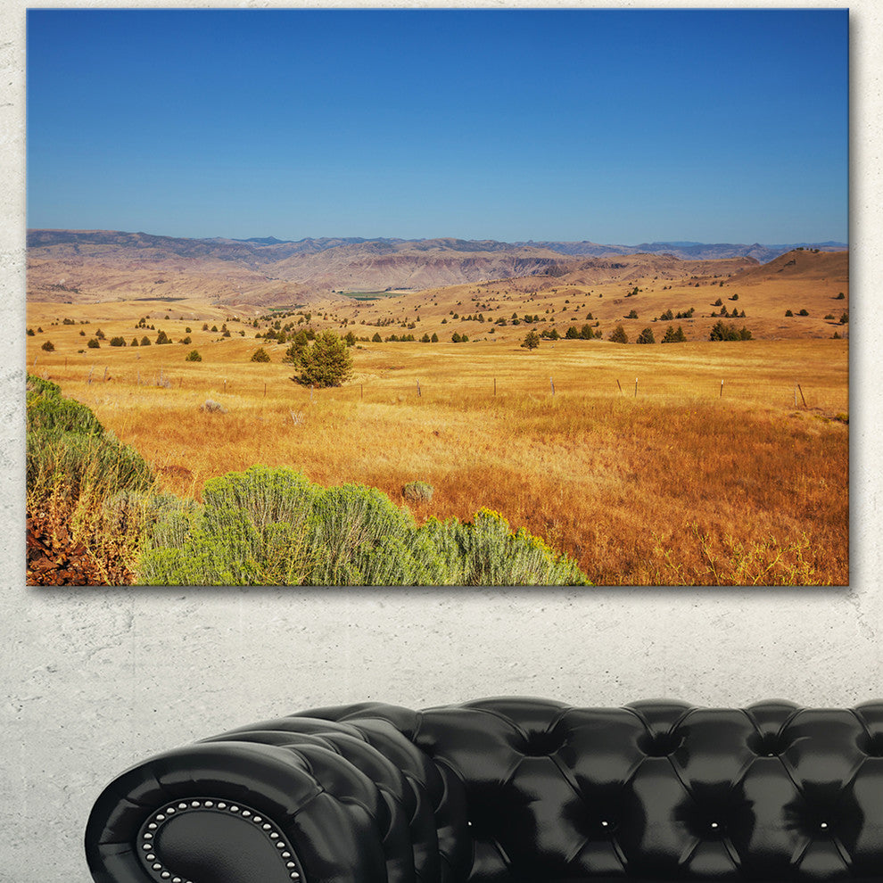 Prairie with Bright Blue Sky, Landscape Canvas Art Print, 40"x30"