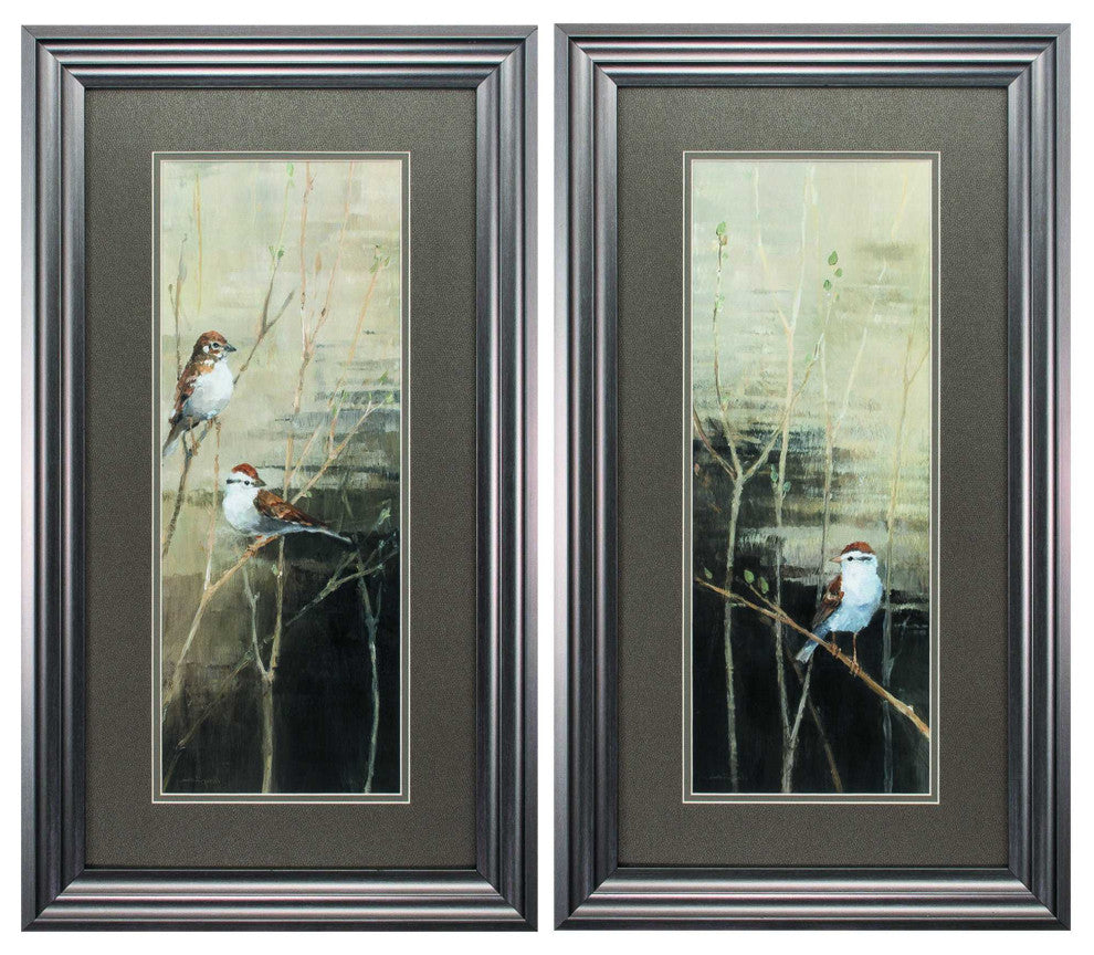 15" X 27" Gunmetal Gray Frame Sparrows Dusk (Set Of 2)