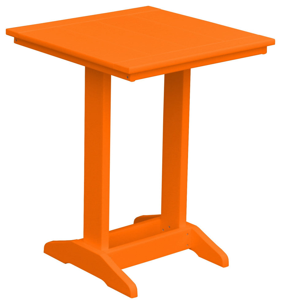 Poly Lumber Balcony Side Table, Orange, Square