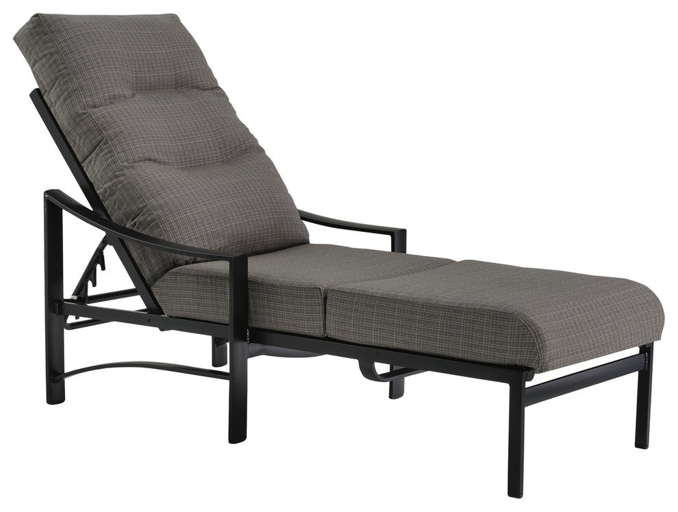 Kenzo Cushion Chaise Lounge, Obsidian Frame, Action Ash Cushion