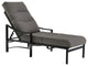Kenzo Cushion Chaise Lounge, Obsidian Frame, Action Ash Cushion