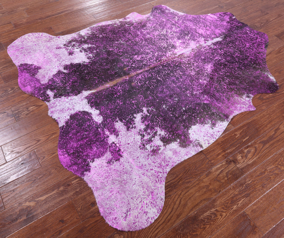 Pink Metallic Cowhide Rug 6' 6" X 6' 1" C2149