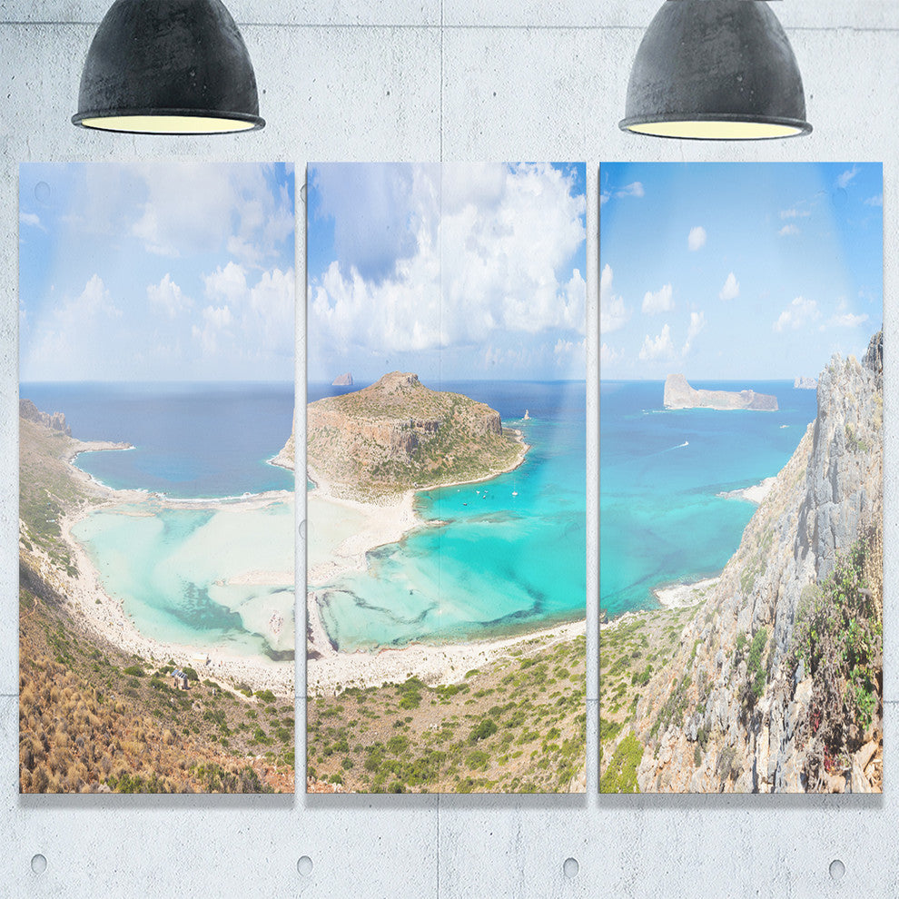 "Balos Beach at Crete Island Greece" Beach Metal Wall Art, 3 Panels, 36"x28"