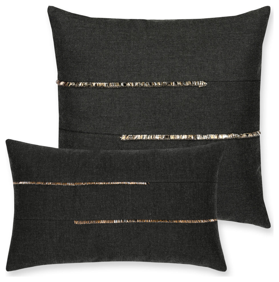 Micro Fringe Carbon Indoor/Outdoor Performance Lumbar Pillow, 12"x20"