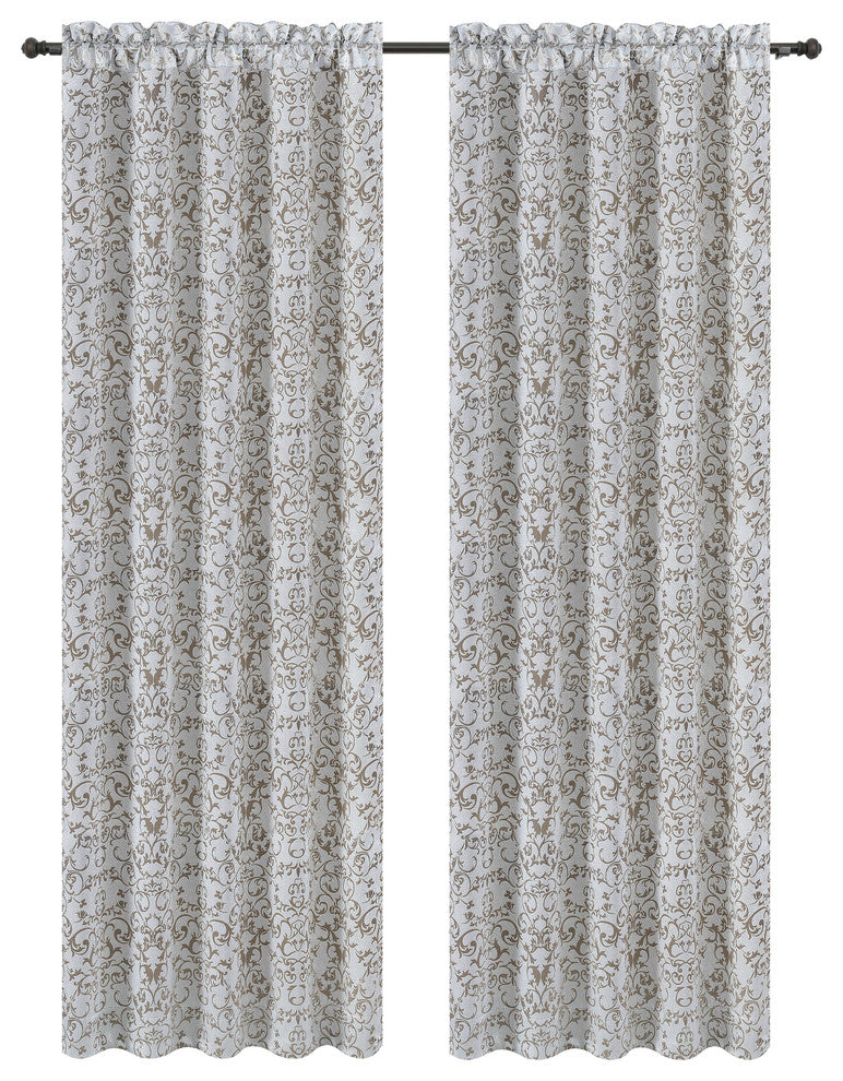Jacquard Vine Drapery Curtain Panels, Taupe, 50"x84", Set of 2