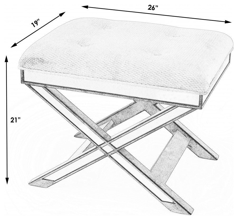 Mirrored X Frame Vanity Stool
