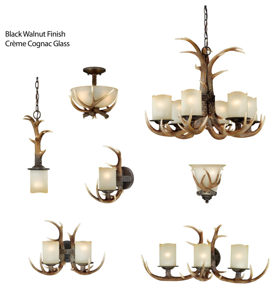 Yoho 6-Light Antler Chandelier Black Walnut