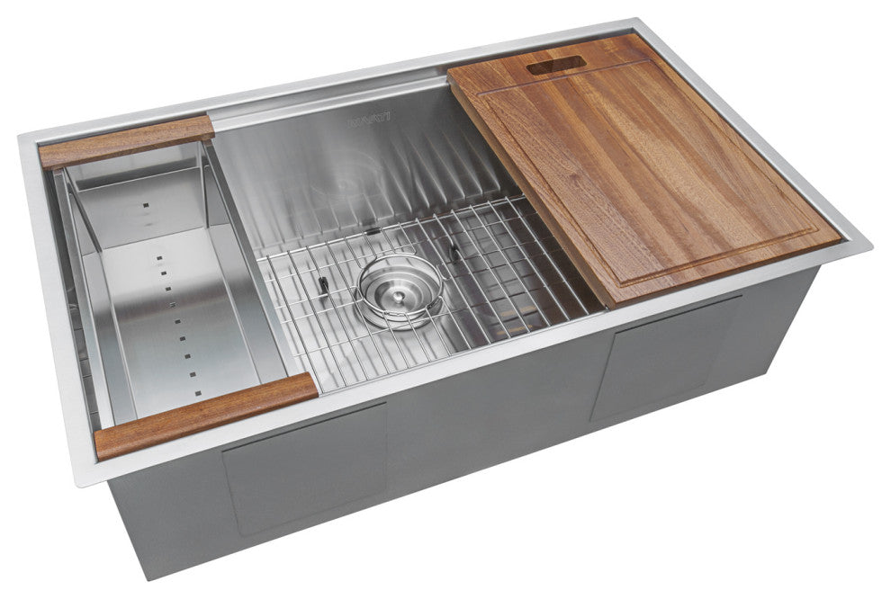 Ruvati 28" Workstation Undermount Stainless Steel Kitchen Sink, RVH8309