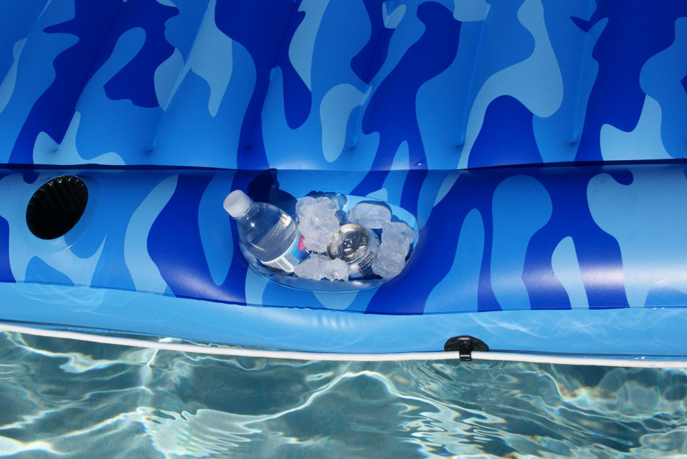 81" Inflatable Blue Camouflage Sumo Sized Swimming Pool Raft