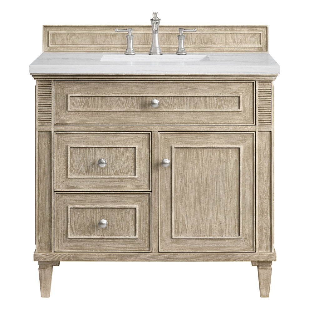 Lorelai 36" Single Vanity, Oak, 3 CM Arctic Fall Solid Surface Top