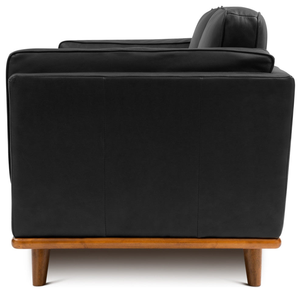 Valencia Artisan Modern Top Grain Nappa 11000 Leather Three Seats Sofa, Black