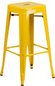 30'' High Backless Yellow Metal Indoor-Outdoor Barstool With Square Seat