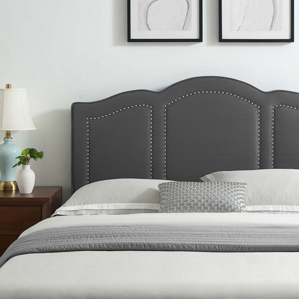 Headboard, Twin Size, Velvet, Dark Gray, Modern Contemporary, Bedroom