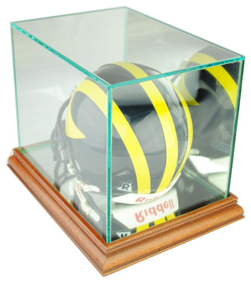 Mini Football Helmet Display Case, Walnut