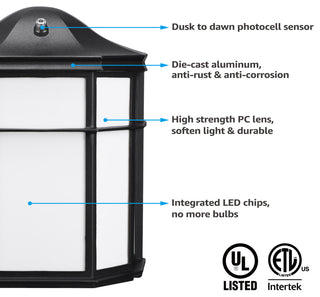4-Pack 3CCT Outdoor Wall Light, Dusk to Dawn