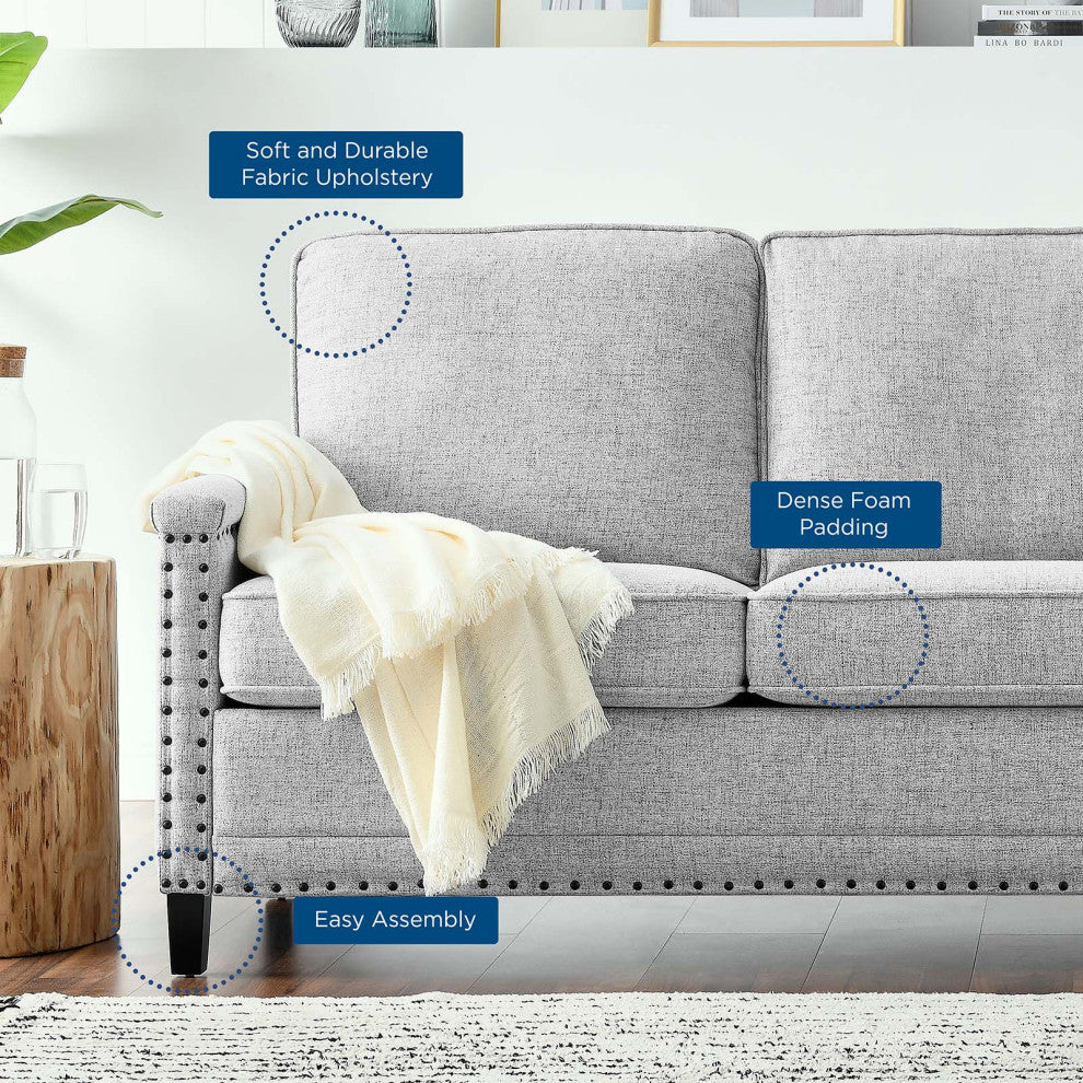 Sofa, Fabric, Grey Gray, Modern, Living Lounge Room Hotel Lobby Hospitality