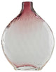 11.5" Disc Shaped Transparent Ombre Hand Blown Glass Vase, Plum Purple