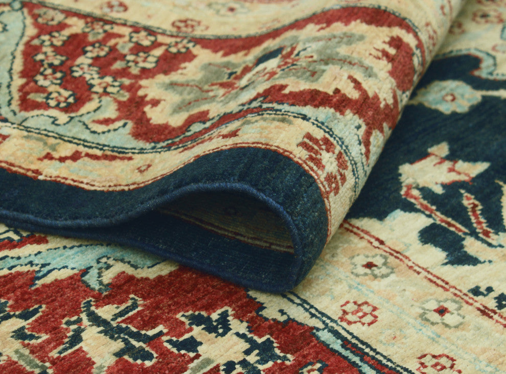 Fine Chobi Dubraska Navy/Red-Rust Rug, 8'10x11'10
