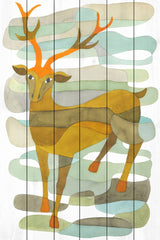 "Stag" Painting Print on White Wood