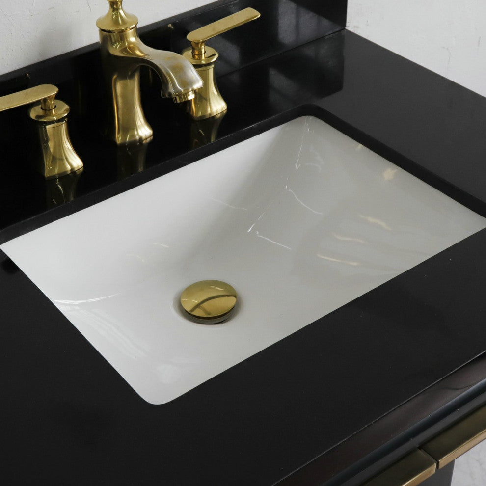31" Single Sink Vanity, Dark Gray Finish With Black Galaxy Granite