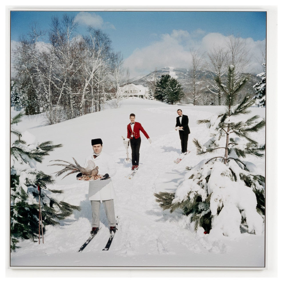 Skiing Waiters By Slim Aarons