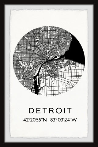 "Detroit Coordinates" Framed Painting Print, 24x36