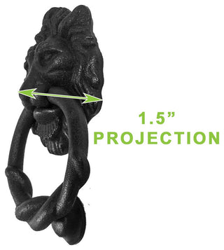 Lion Head Design Front Door Knocker Matte Finish 6" H x 3-3/4" W Gate Knocker