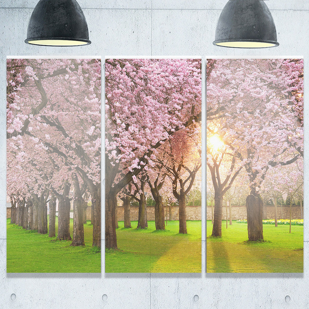 "Fascinating Springtime Cherry Scenery" Metal Wall Art, 3 Panels, 36"x28"