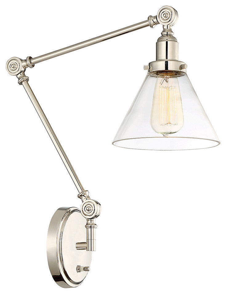 Drake 1-Light Adjustable Sconce, Polished Nickel