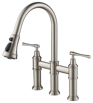 Allyn Traditional 3-Function Bridge Pull-Down Kitchen Faucet Spot Free Stainless