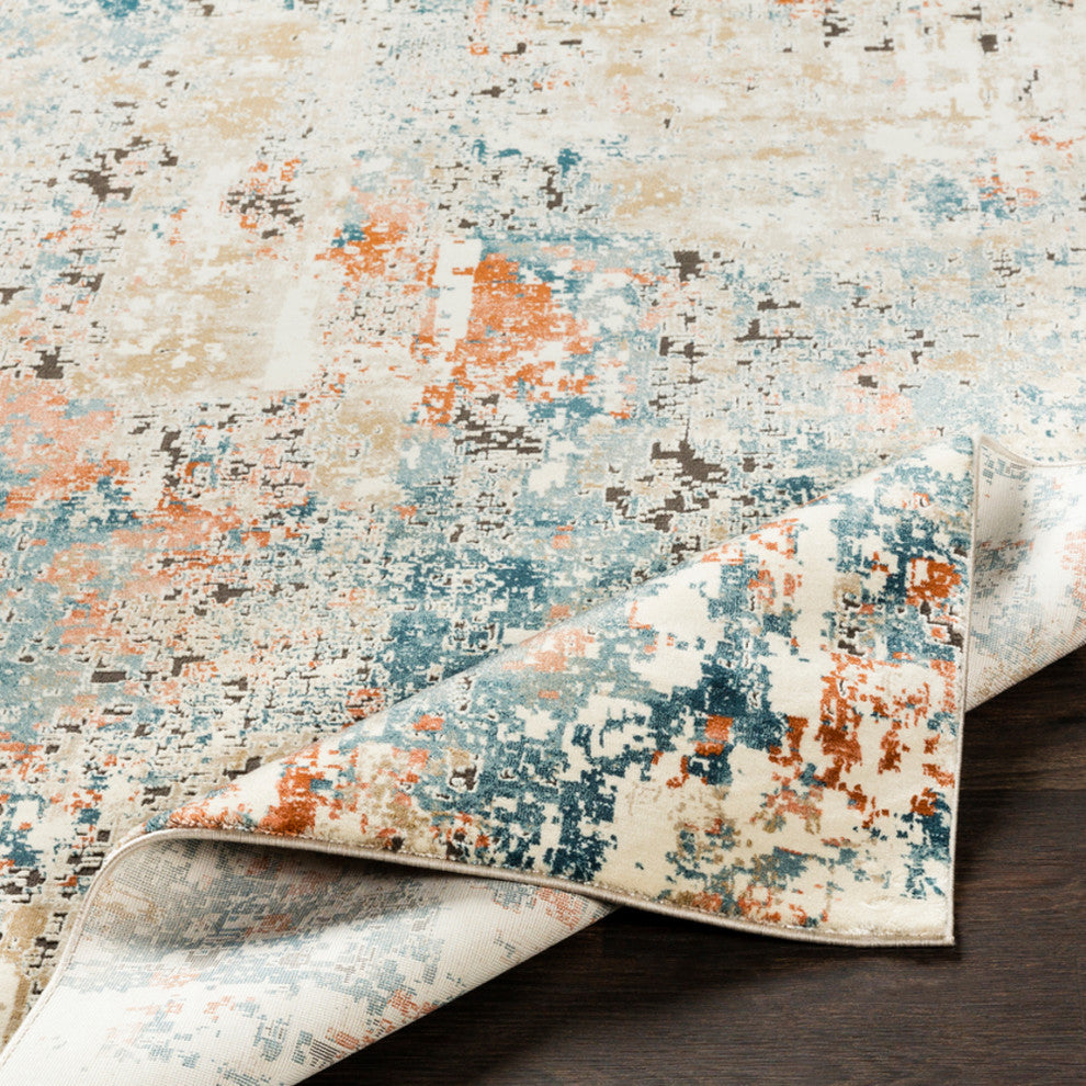 Pune Modern Teal, Aqua Area Rug, 7'10"x10'3"