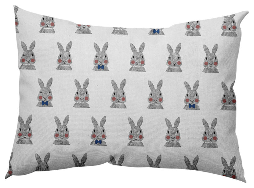 Bunny Fluffle Easter Decorative Lumbar Pillow, Dark Cobalt Blue, 14x20"