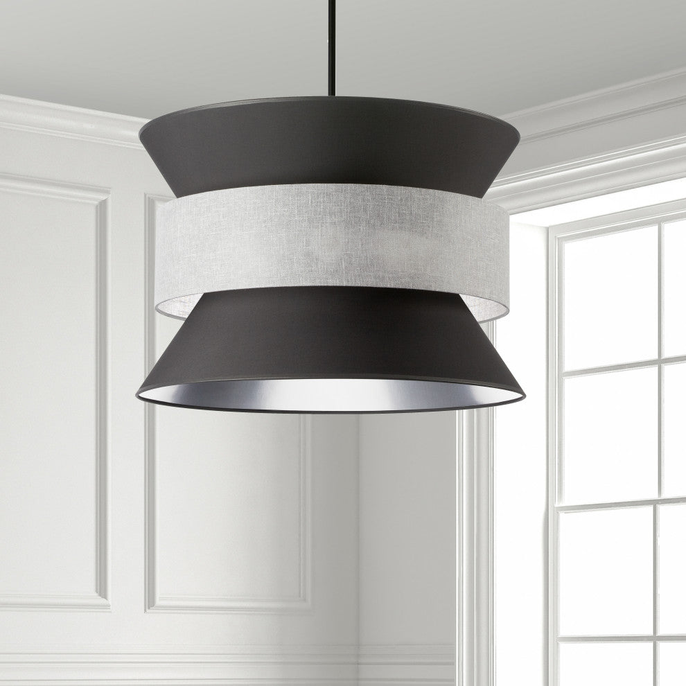 Questa Transitional 4 Light Black Matte Black Fabric Pendant