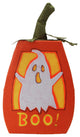 16.75" LED Lighted "Boo" Orange Felt Ghost Pumpkin Halloween Decoration