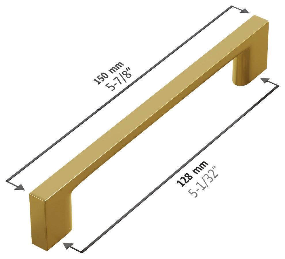 Dowell Series 3008 Handles, 128mm/5" CTC, 10-Pack, Brushed Brass