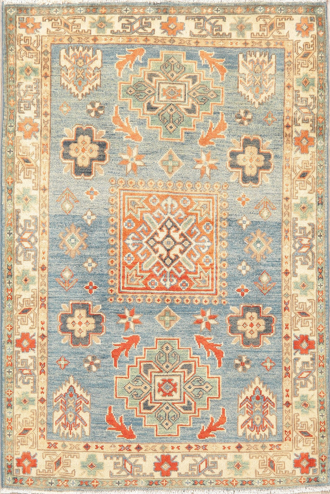 Faded Oriental Traditional Hand Made Pakistani Area Rug, Blue, 5'1"x3'4"