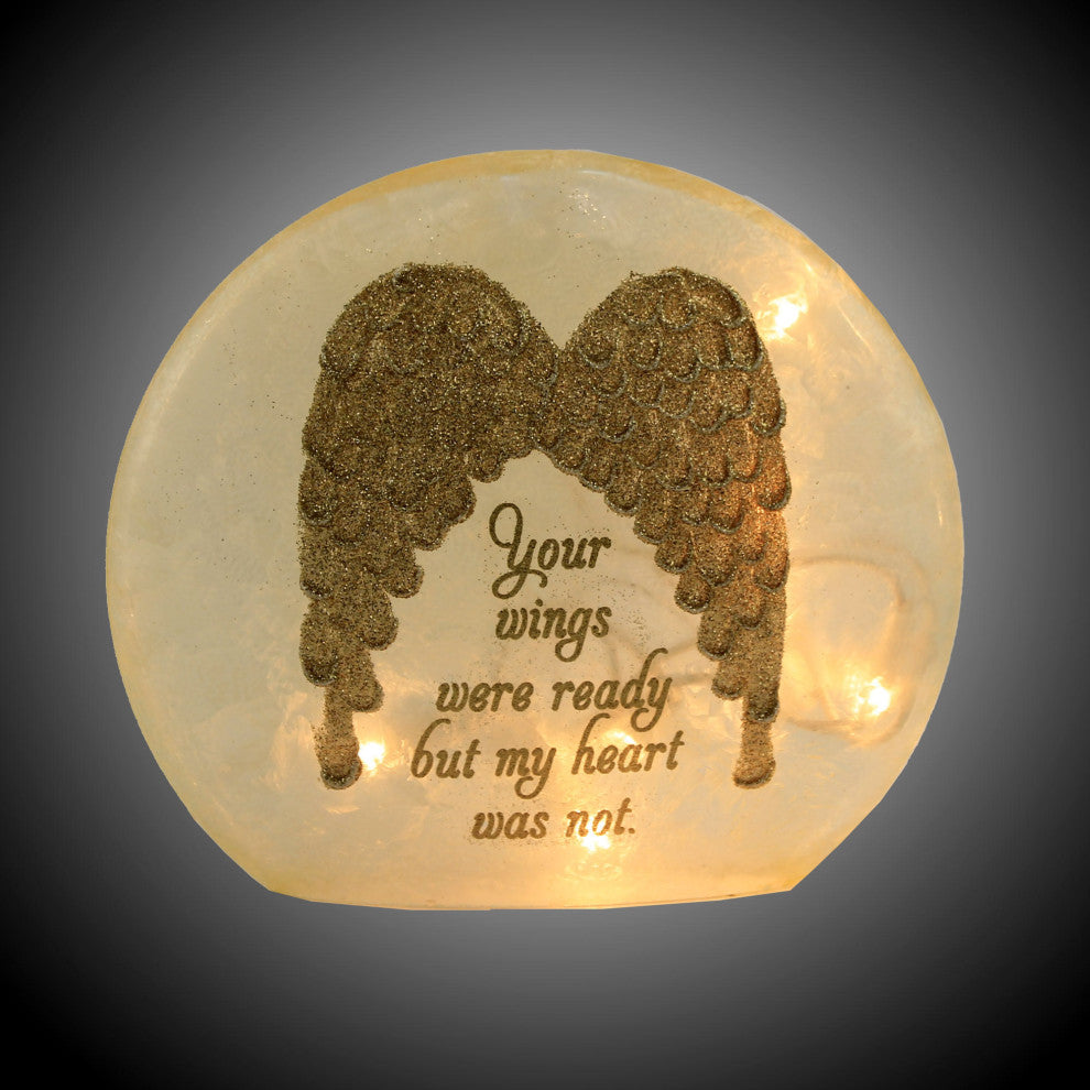 6.00In Angel Wings Round Orb Pre-Lit, Glass, Faith Love Hope Awo9261 Heart