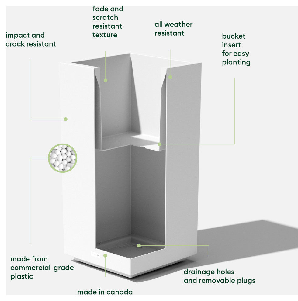 Veradek Block Series Pedestal Planter, White, Tall