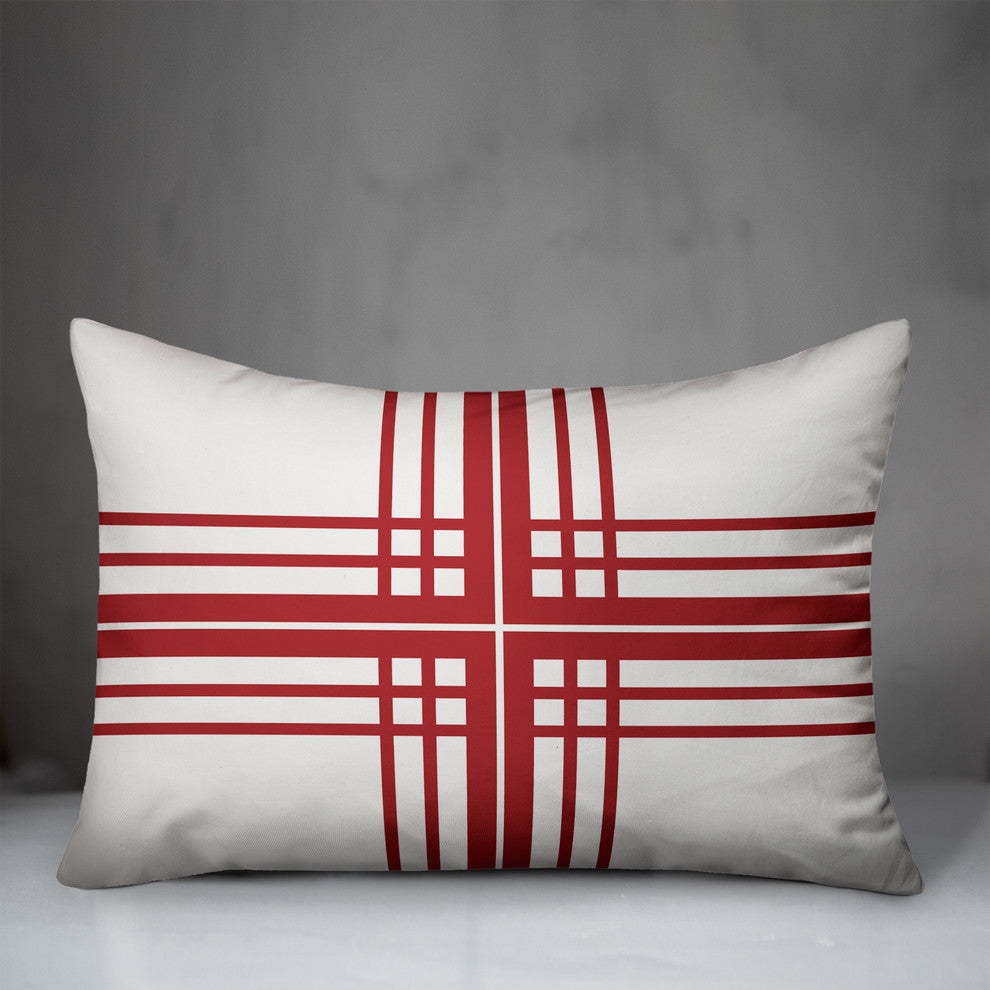 Red Farmhouse Stripes 14"x20" Throw Pillow