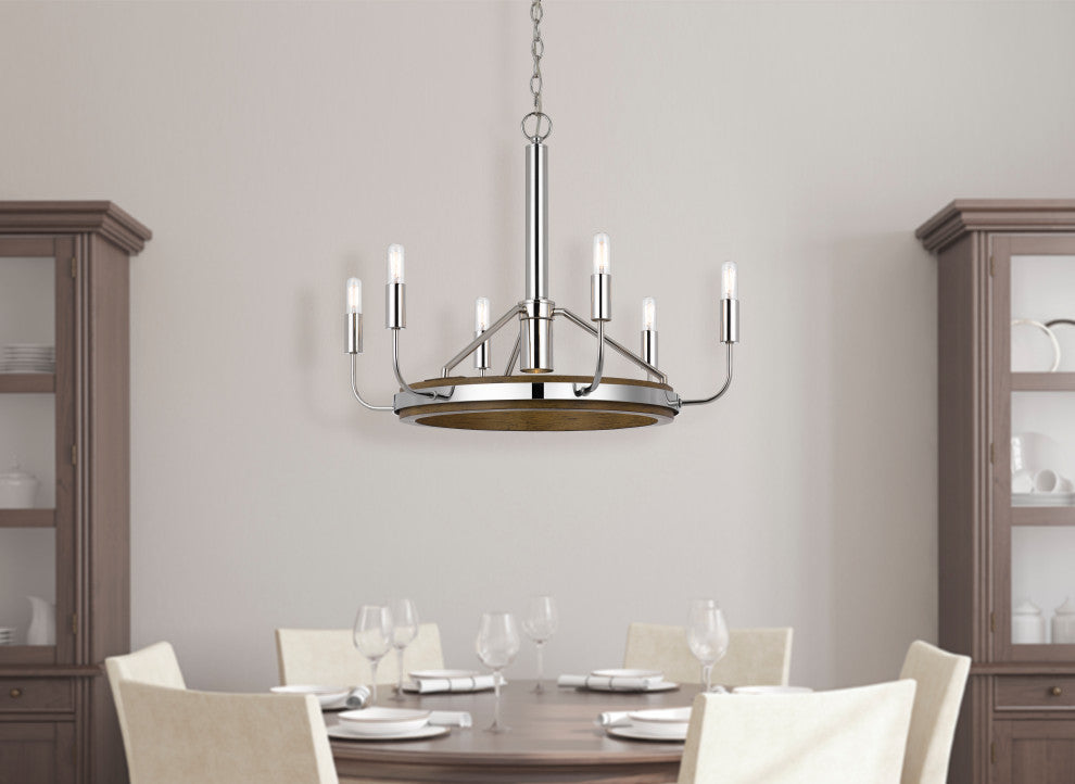 Saluda 60W x 6 metal chandelier