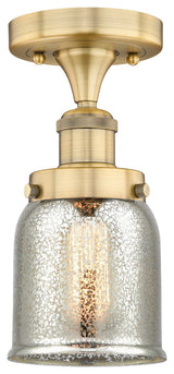 Bell-1 Light 5" Semi-Flush Mount-Brushed Brass, Silver Plated Mercury Shade