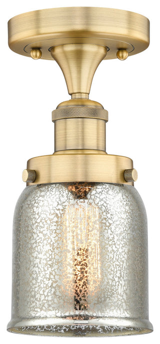 Bell-1 Light 5" Semi-Flush Mount-Brushed Brass, Silver Plated Mercury Shade