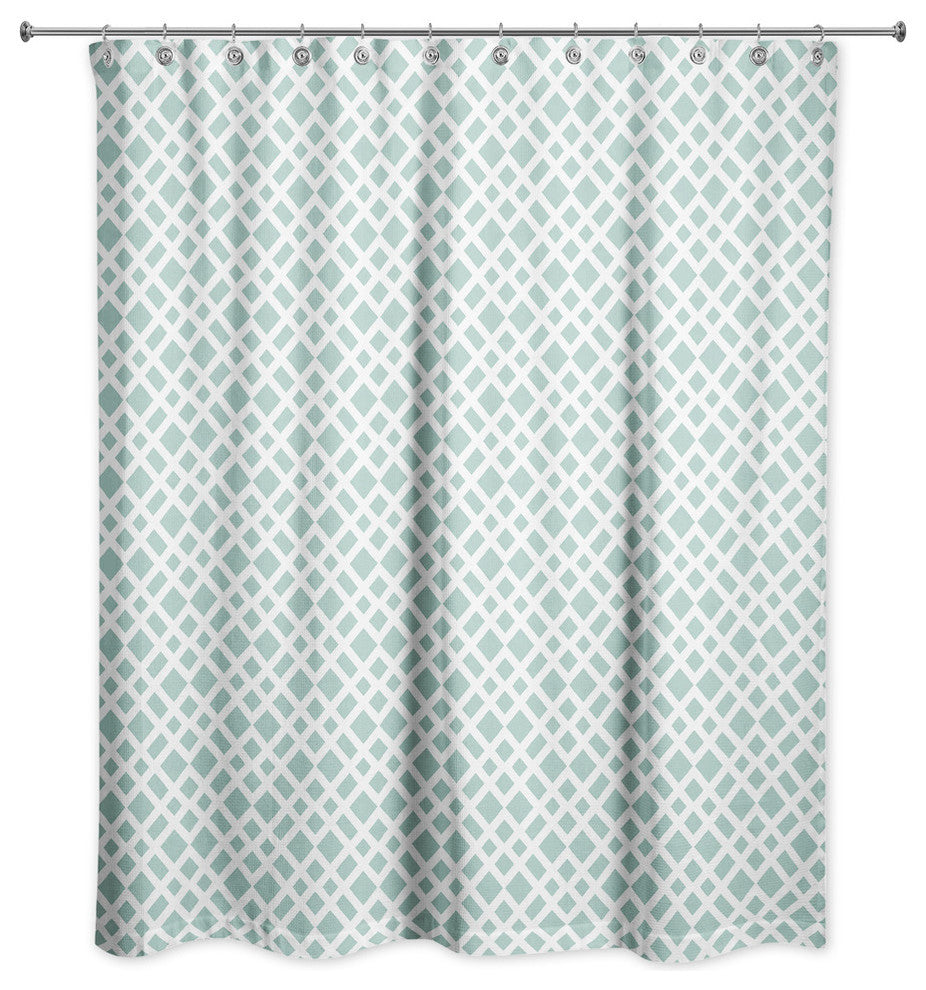 Teal Lattice Pattern Shower Curtain