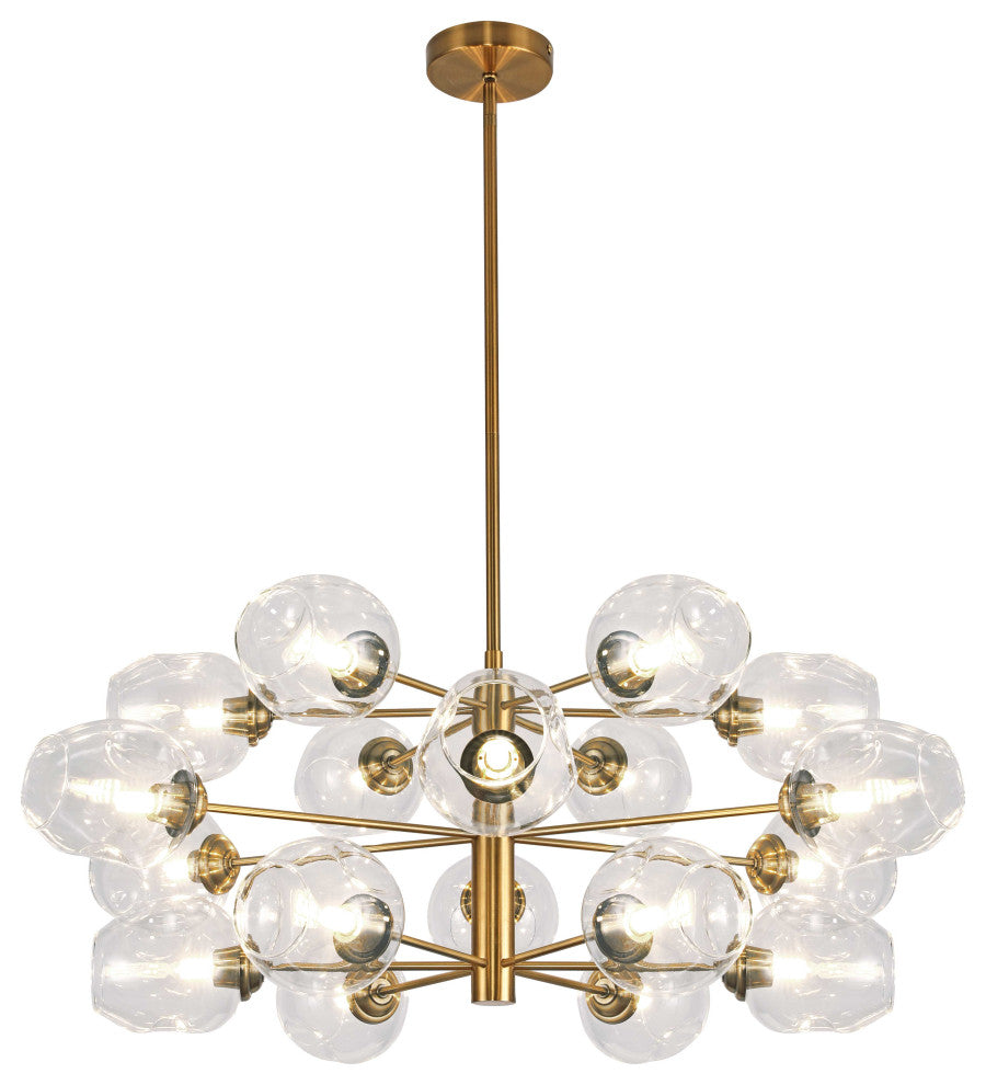 Abii Transitional 18 Light Vintage Bronze Clear Metal Chandelier