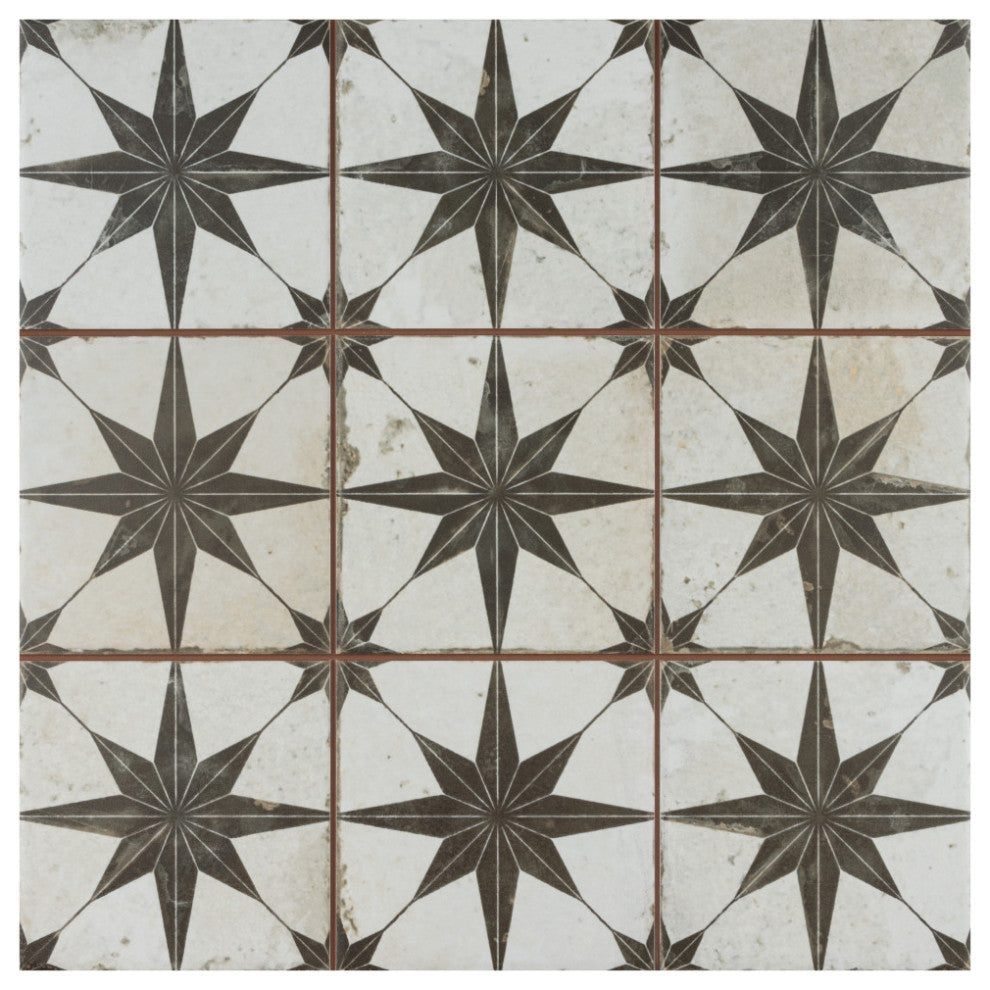 Harmonia Kings Star Nero Ceramic Floor and Wall Tile