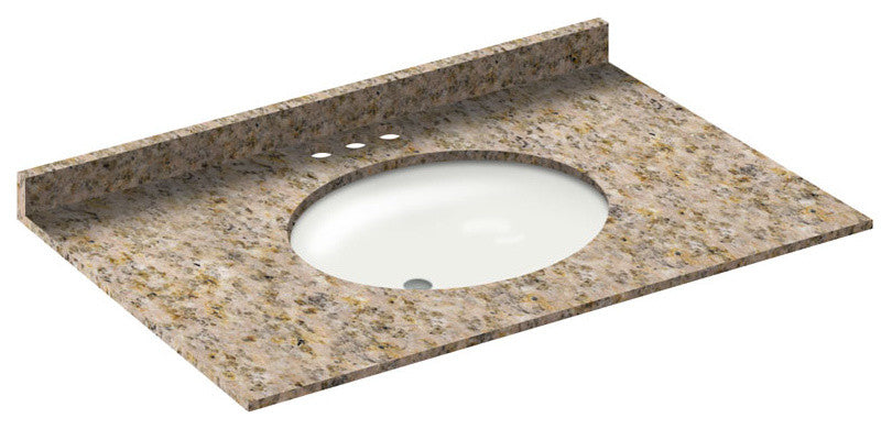 37x22 Wheat Granite Vanity Countertops, 4 Faucet Spread
