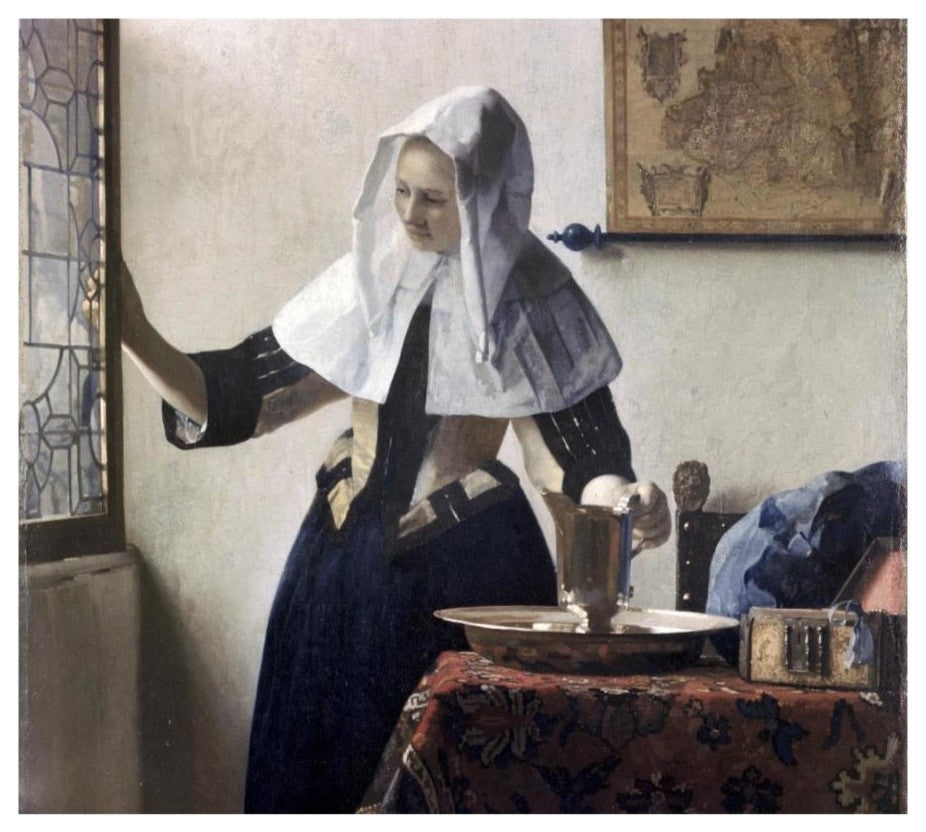"Woman with a Water Jug - Detail" Paper Print by Johannes Vermeer, 18"x16"